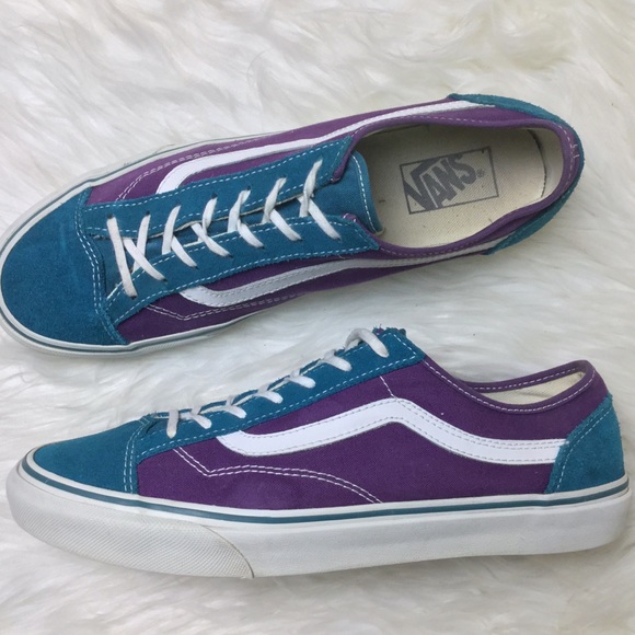 teal and purple vans